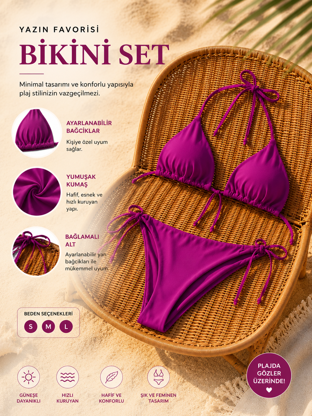 Bronzara Mor Bikini Seti