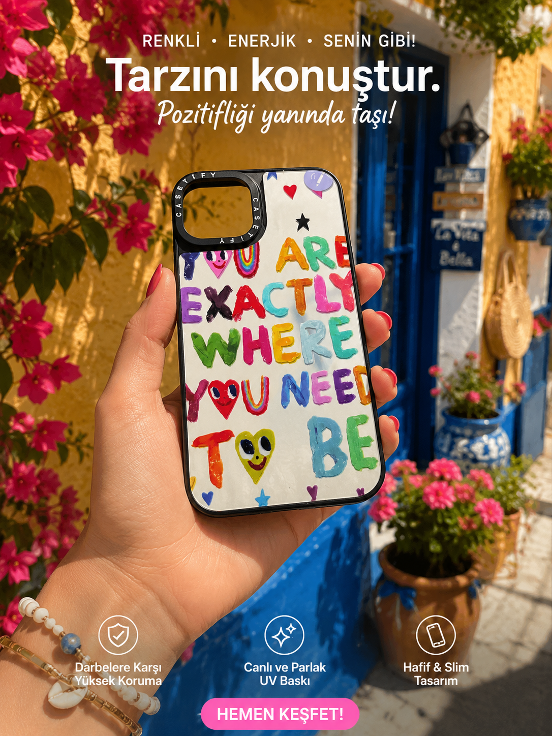 Renkli Yazı Tasarımlı Telefon Kılıfı – Eğlenceli ve Trend Case