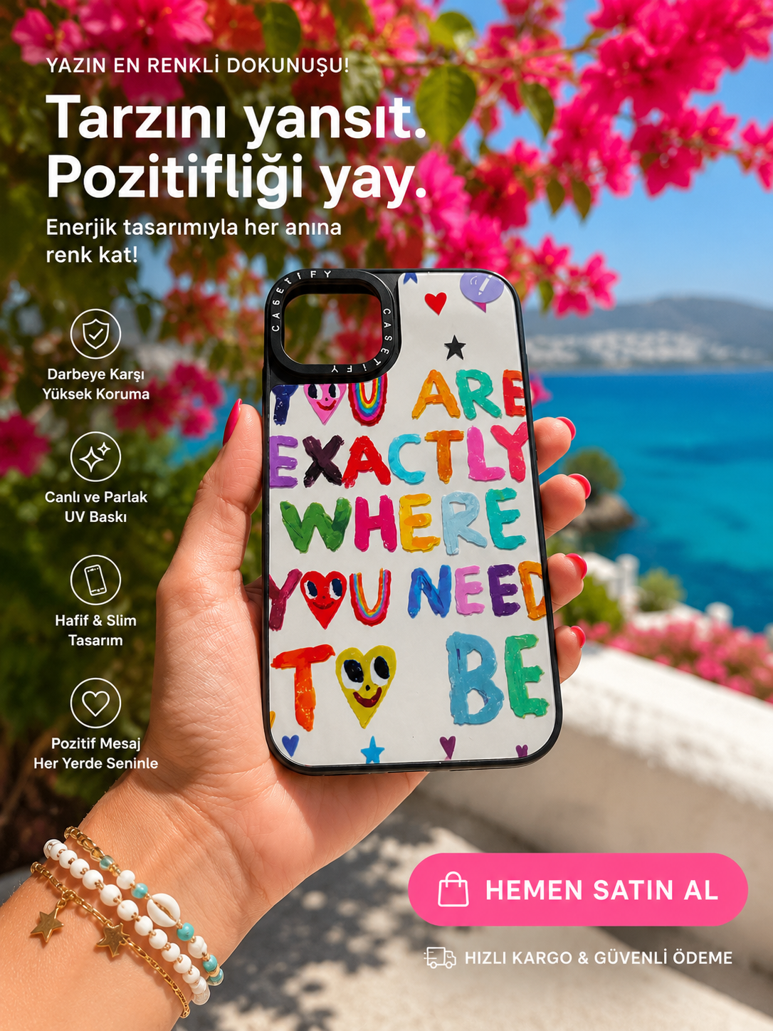 Renkli Yazı Tasarımlı Telefon Kılıfı – Eğlenceli ve Trend Case