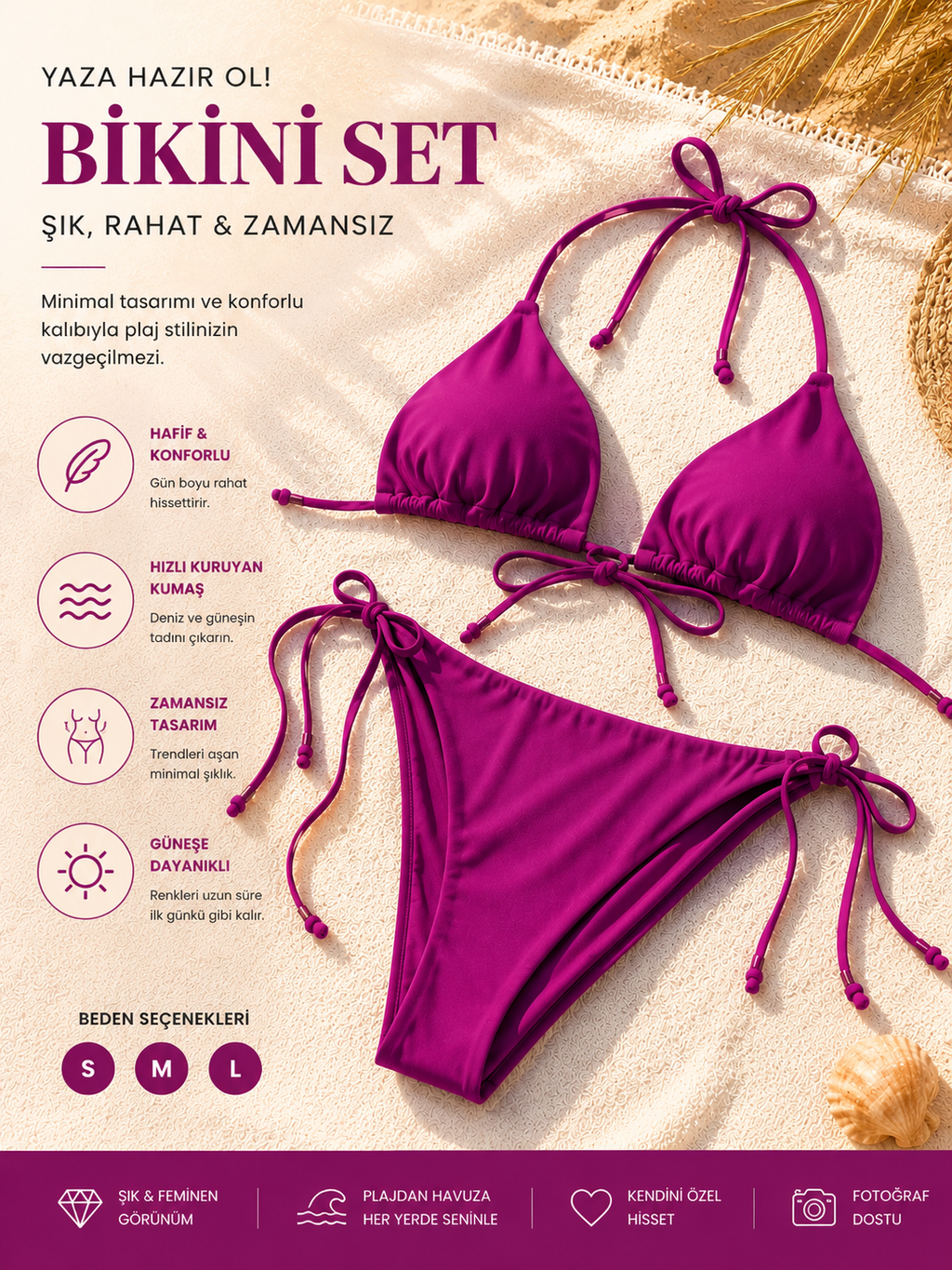 Bronzara Mor Bikini Seti