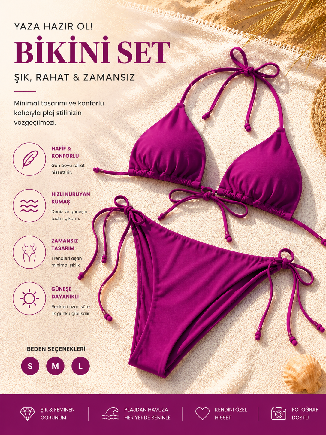 Bronzara Mor Bikini Seti